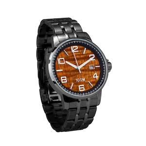 Hawaiian Koa Wood Watch Gunmetal Band – Men’s