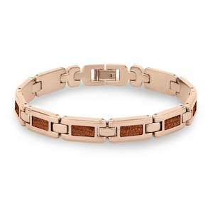 Komo Kauri: Ancient Kauri Men's Link Bracelet - Rose Gold