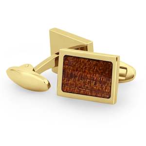 Ancient Kauri Rectangular Cufflinks - Yellow Gold