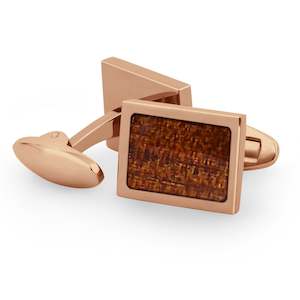 Ancient Kauri Rectangular Cufflinks - Rose Gold