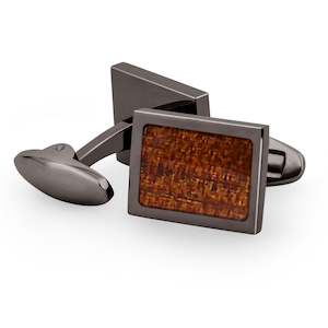 Ancient Kauri Rectangular Cufflinks - Gunmetal