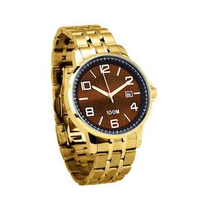 Ancient Kauri Watch Stainless Steel Band Yellow Gold - Men's