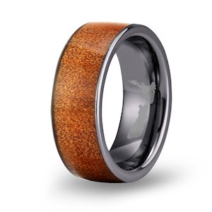 Ancient Kauri Wide Tungsten Ring - Gunmetal