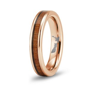 Ancient Kauri Thin Tungsten Ring - Rose Gold