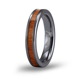 Ancient Kauri Thin Tungsten Ring - Gunmetal Brushed