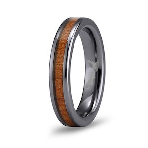 Ancient Kauri Thin Tungsten Ring - Gunmetal