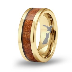 Ancient Kauri Classic Tungsten Ring - Yellow Gold