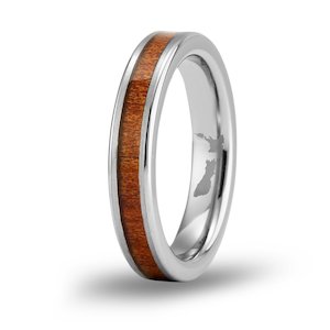 Ancient Kauri Thin Tungsten Ring - Brushed