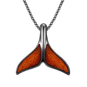 Ancient Kauri Whale Tail Necklace - Gunmetal