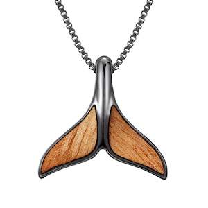 Gum Burl Whale Tail Necklace - Gunmetal