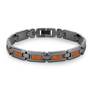 Tyalla Accessories: Gum Burl Men's Link Bracelet - Gunmetal