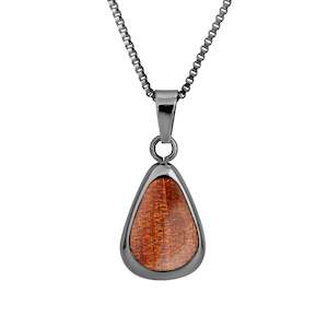 Ancient Kauri Drop Necklace - Gunmetal