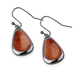 Ancient Kauri Drop Earrings - Gunmetal