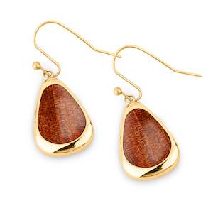 Ancient Kauri Drop Earrings - Yellow Gold