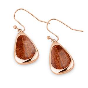 Ancient Kauri Drop Earrings - Rose Gold