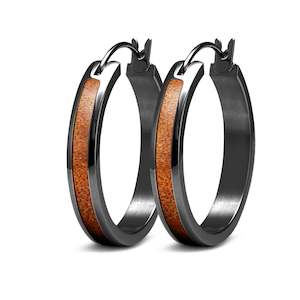 Ancient Kauri Hoop Earrings - Gunmetal