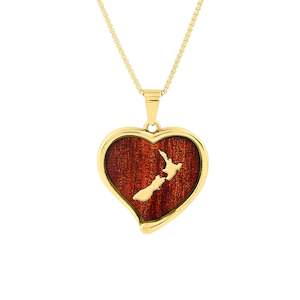 Ancient Kauri Heart Necklace - Yellow Gold