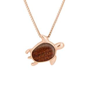 Ancient Kauri Turtle Necklace - Rose Gold