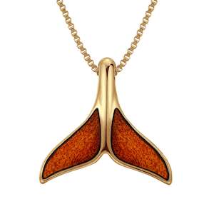 Ancient Kauri Whale Tail Necklace - Yellow Gold