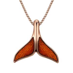 Ancient Kauri Whale Tail Necklace - Rose Gold