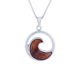 Hawaiian Koa Wood Wave Necklace