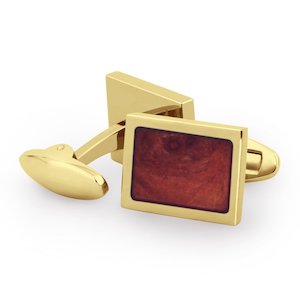 Redwood Rectangular Cufflinks - Yellow Gold