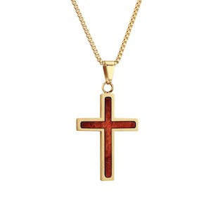 Redwood Cross Necklace - Yellow Gold