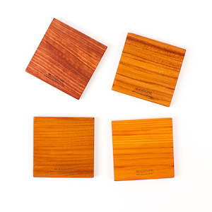 Wood: Square Coaster Set, Mixed Native Timbers