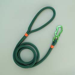 Pet: Forest Green Rope Leash - Orange Accent