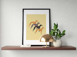 Pet: Four Little Greyhounds - Printable Art