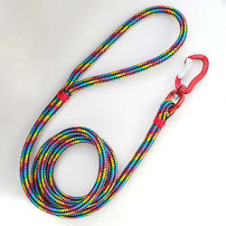 Black Rainbow Rope Leash - Red