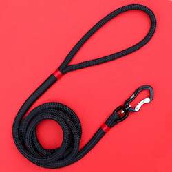 Pet: Black Rope Leash Red Accent