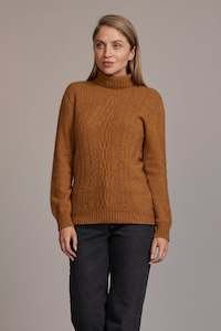 Clothing: McDonald - Polo Neck Sweater in Merino Wool and Possum Fur, Honeycomb