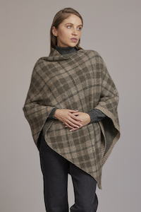 McDonald Tartan Poncho in Ash