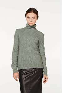 Clothing: McDonald - Polo Neck Sweater with Lace Detail in Merino Wool and Possum Fur