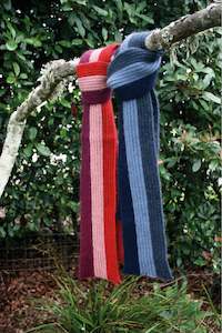 Clothing: Lothlorian - Child's Stripe Rib Scarf in Merino Wool and Possum Fur