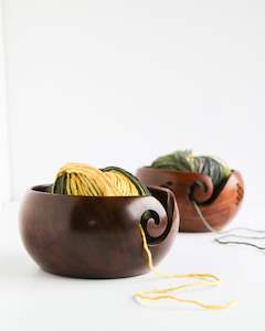 Wooden Yarn Bowl Dark Walnut