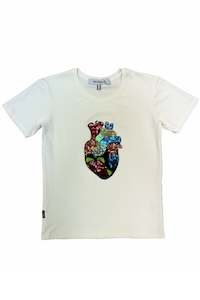 Clothing: WORLD 5065 Galaxy T-Shirt Cream w/ Colourful Heart (UNISEX)