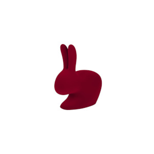 Qeeboo XS Rabbit Bookend / Doorstopper Velvet Finish Red