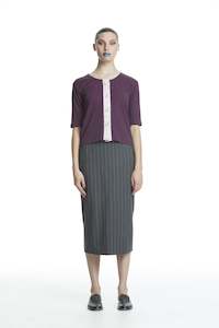 WORLD 4449 The Advertiser Long Pencil Skirt Charcoal Stripe