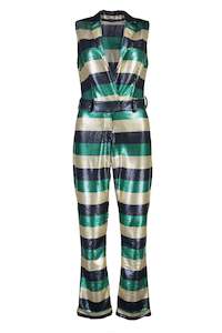 WORLD 4380 Daddy Cool Jumpsuit Sequin Stripe