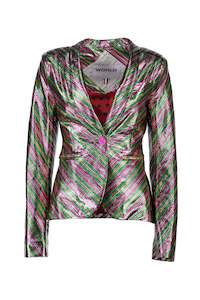 Clothing: WORLD 4358 Night Fever Blazer Green Foil Stripe