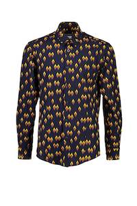 WORLDman 4405 Macho Man Shirt Navy Geometric Print