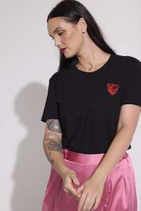 Clothing: WORLD 5065 Love T-Shirt Black w/ Small Embroidered Heart (UNISEX)