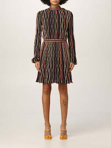 Missoni Short Dress with Textural Stripes Chocolate