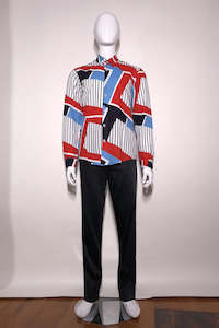 Clothing: WORLDman 4667 Happy Shirt Blue White Red Geometric