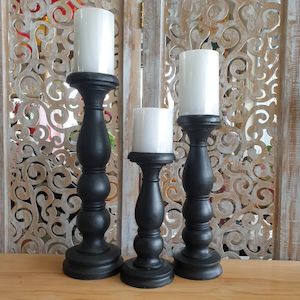 Ball Candle Holder Black-Large