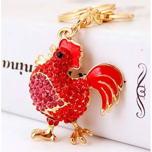 Diamante Key Ring-Rooster