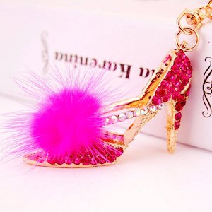 Diamante Key Ring-Pink High Heel