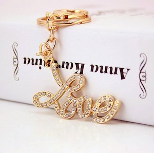 Diamante Key Ring-Love